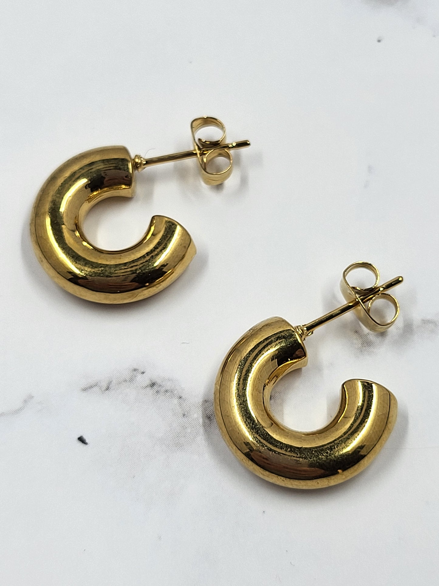 Gold Pvd Chunky Huggie Hoop Earnings