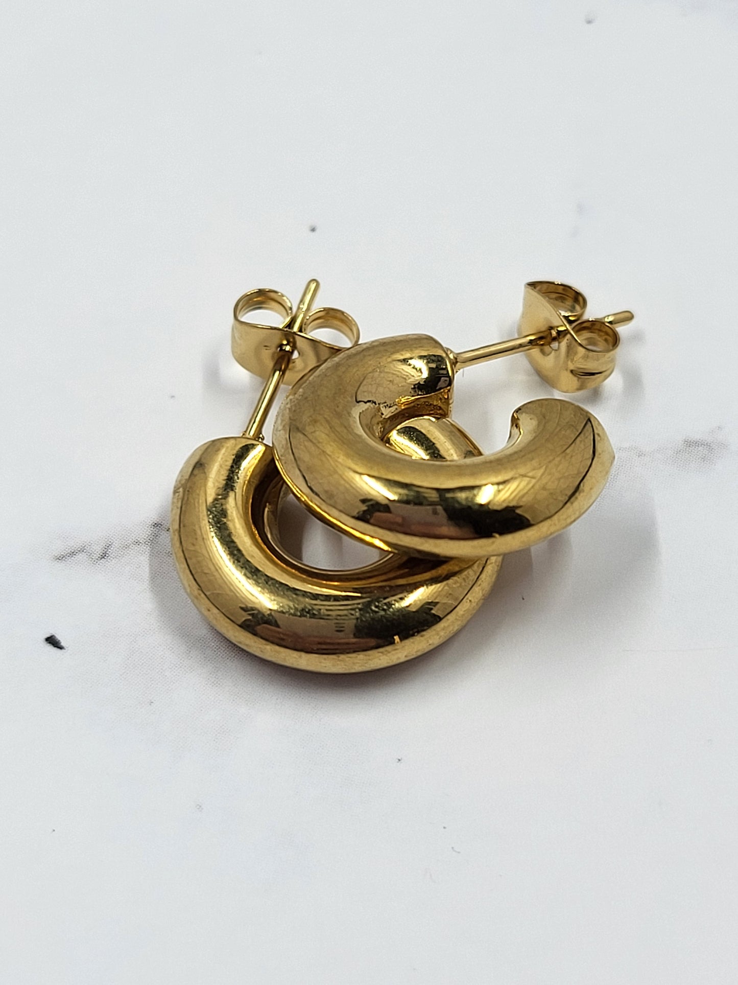 Gold Pvd Chunky Huggie Hoop Earnings