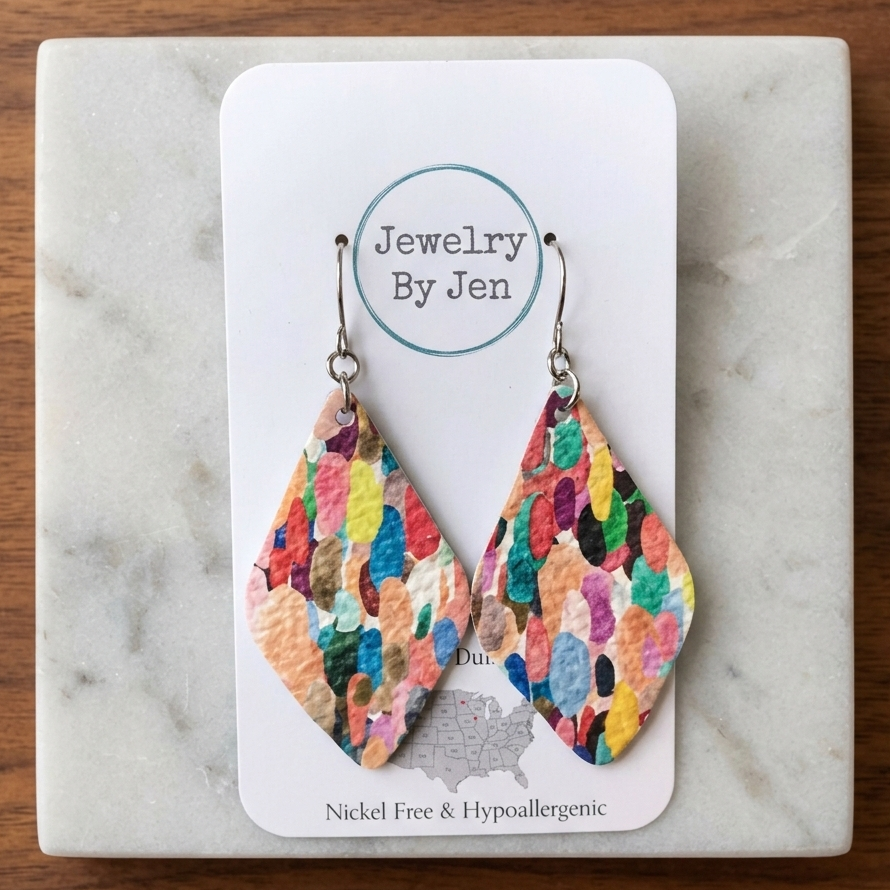 Lora Confetti Splash Leather Earrings | Jewelry By Jen