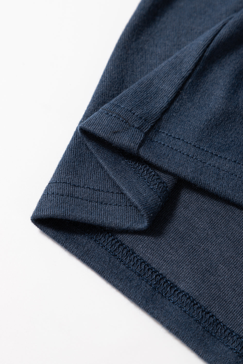 Blue Notch V Neck Pocket Patched Long Sleeve Tee