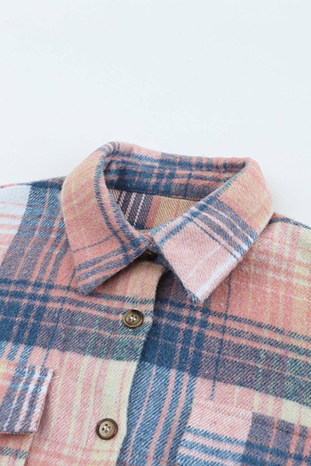 Pink Plaid Flap Pockets Shacket