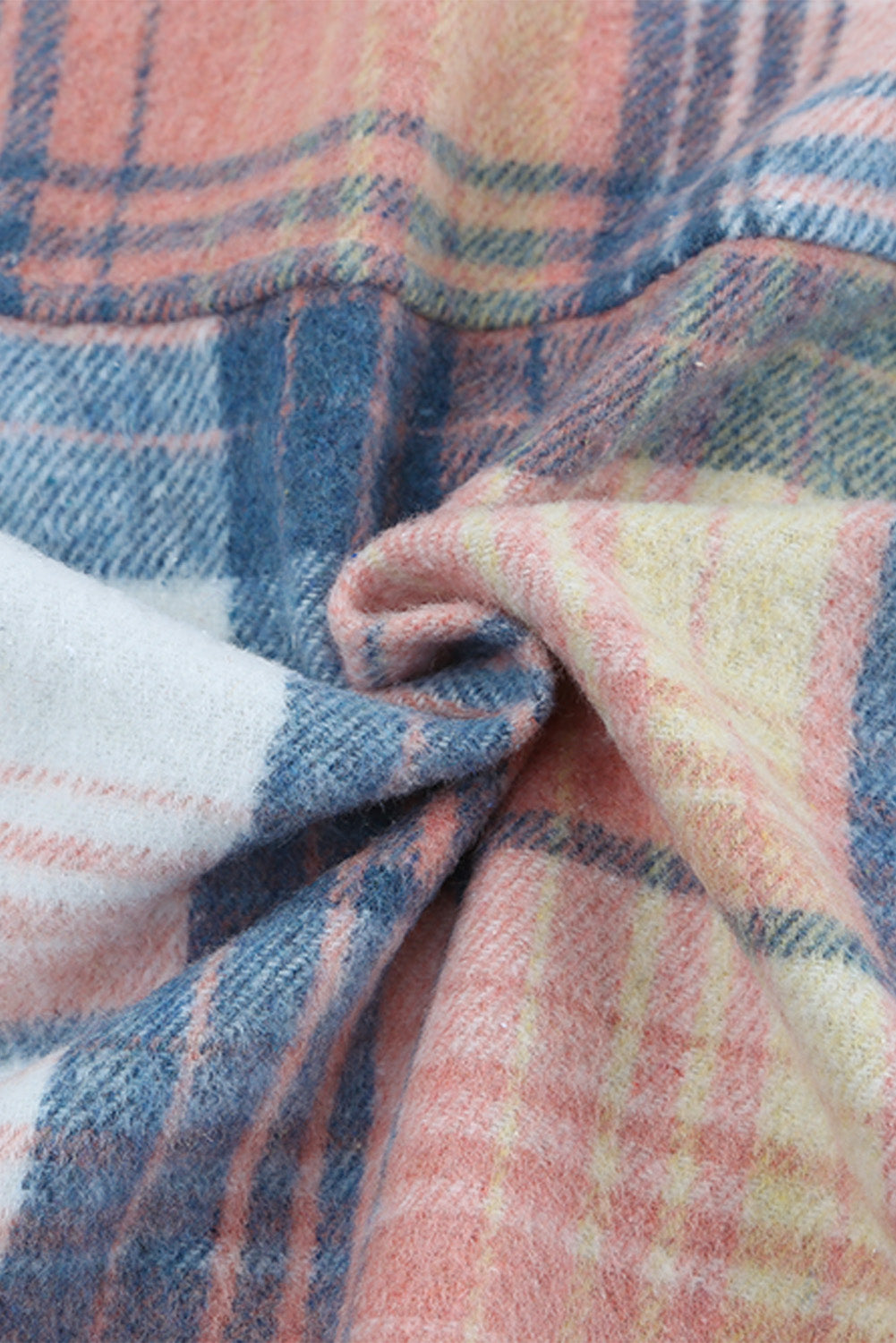 Pink Plaid Flap Pockets Shacket