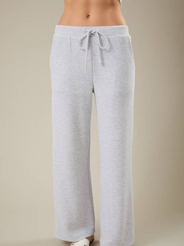 Mid Rise Elastic Waist Wide Leg Pants – Light Heather Gray | Gilli