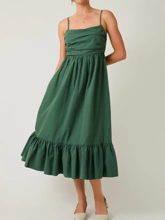 Sleeveless Shirring Top Tiered Midi Dress | Sunday Edition