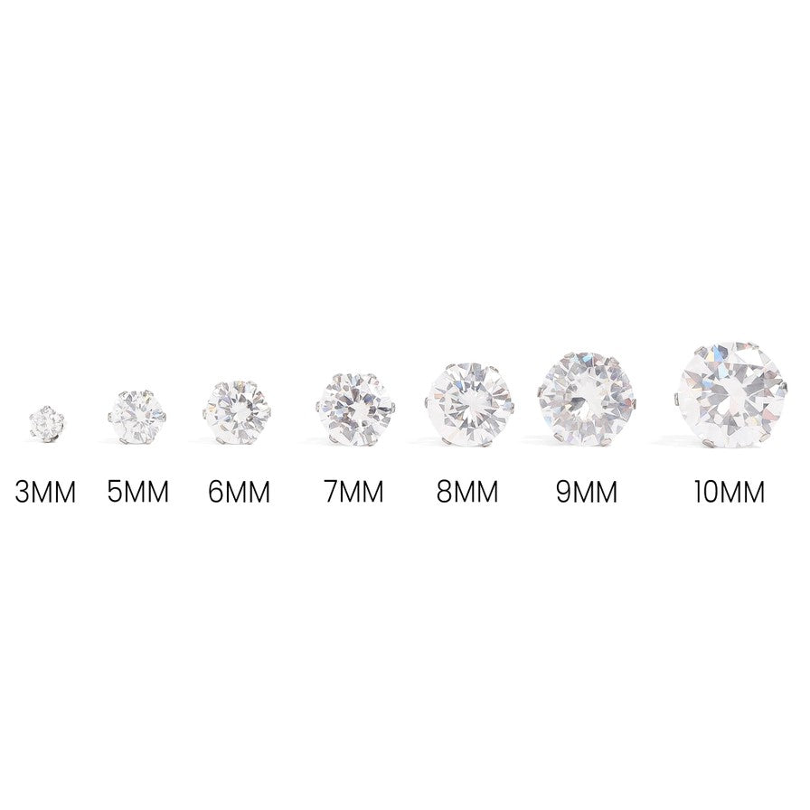 Cubic Zirconia Round Stud Stainless Steel Earrings