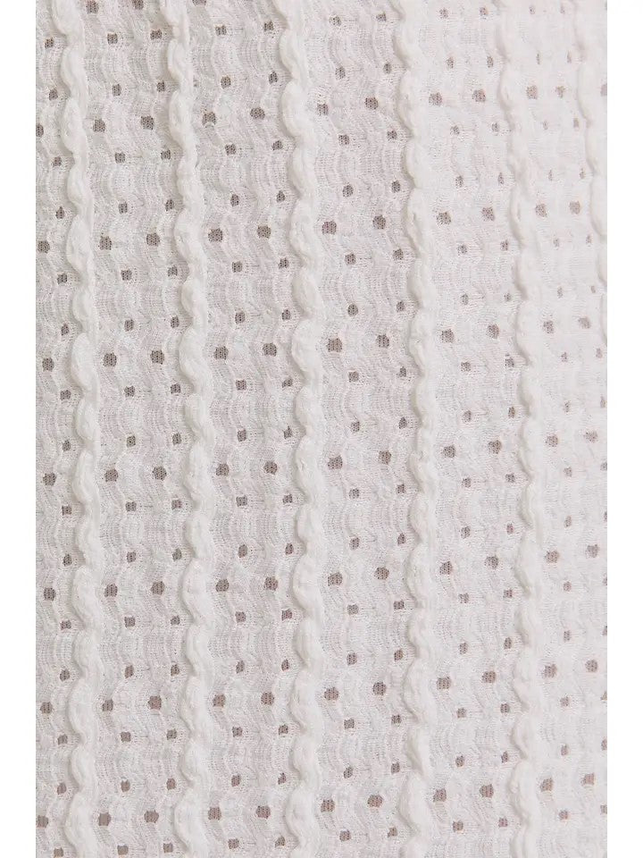 White Surplice Sleeveless Waist Tie Eyelet Midi Dress | Gilli