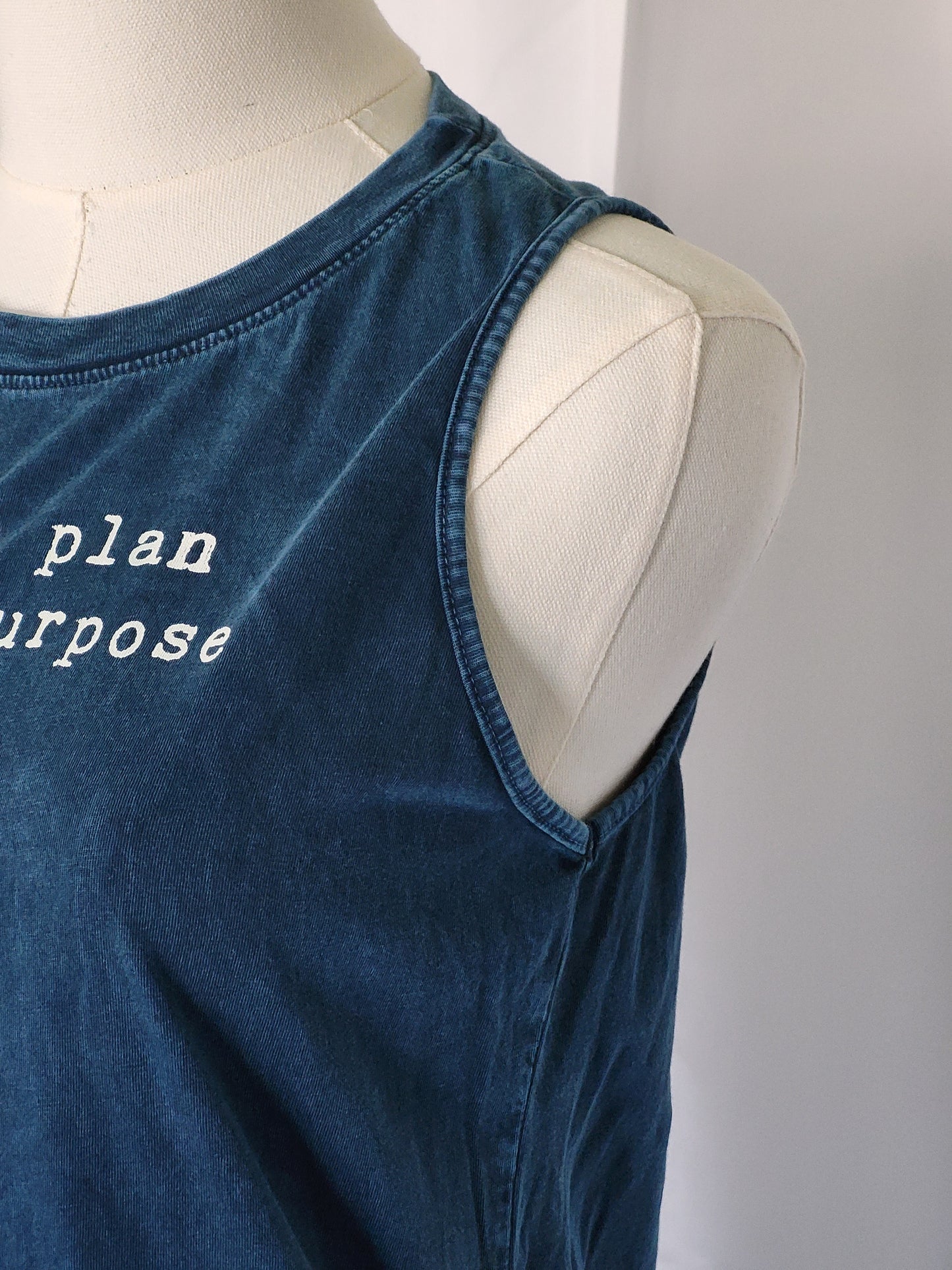 "He has a plan" Graphic Mineral Navy Tank Top | HRTandLUV