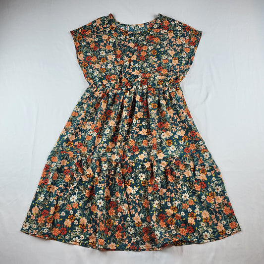 Floral Print Green Knee Length Dress