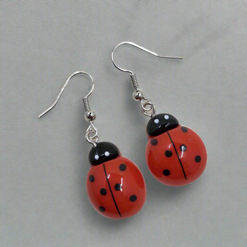 Ladybug Dangle Earrings [Final Sale]