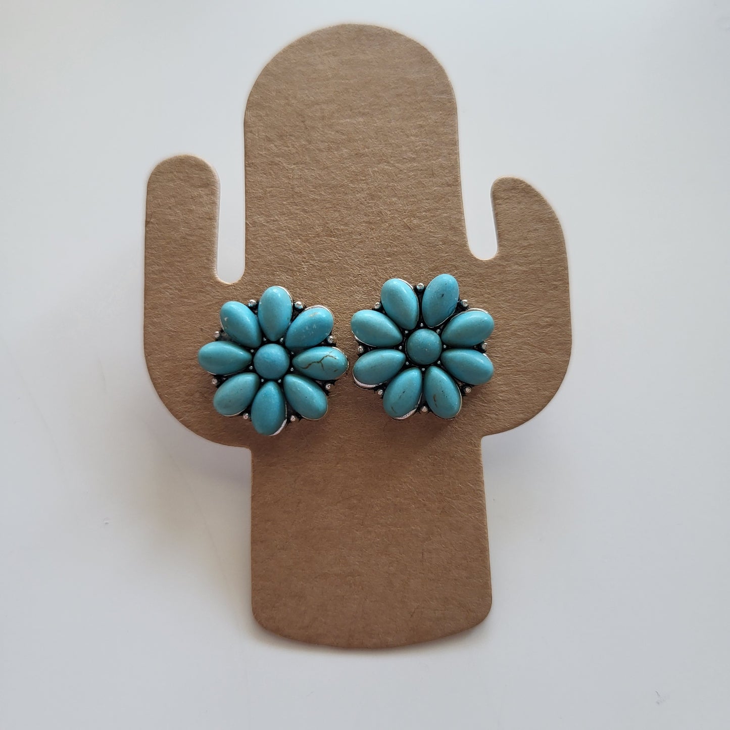 Turquoise Flower Stud Earrings