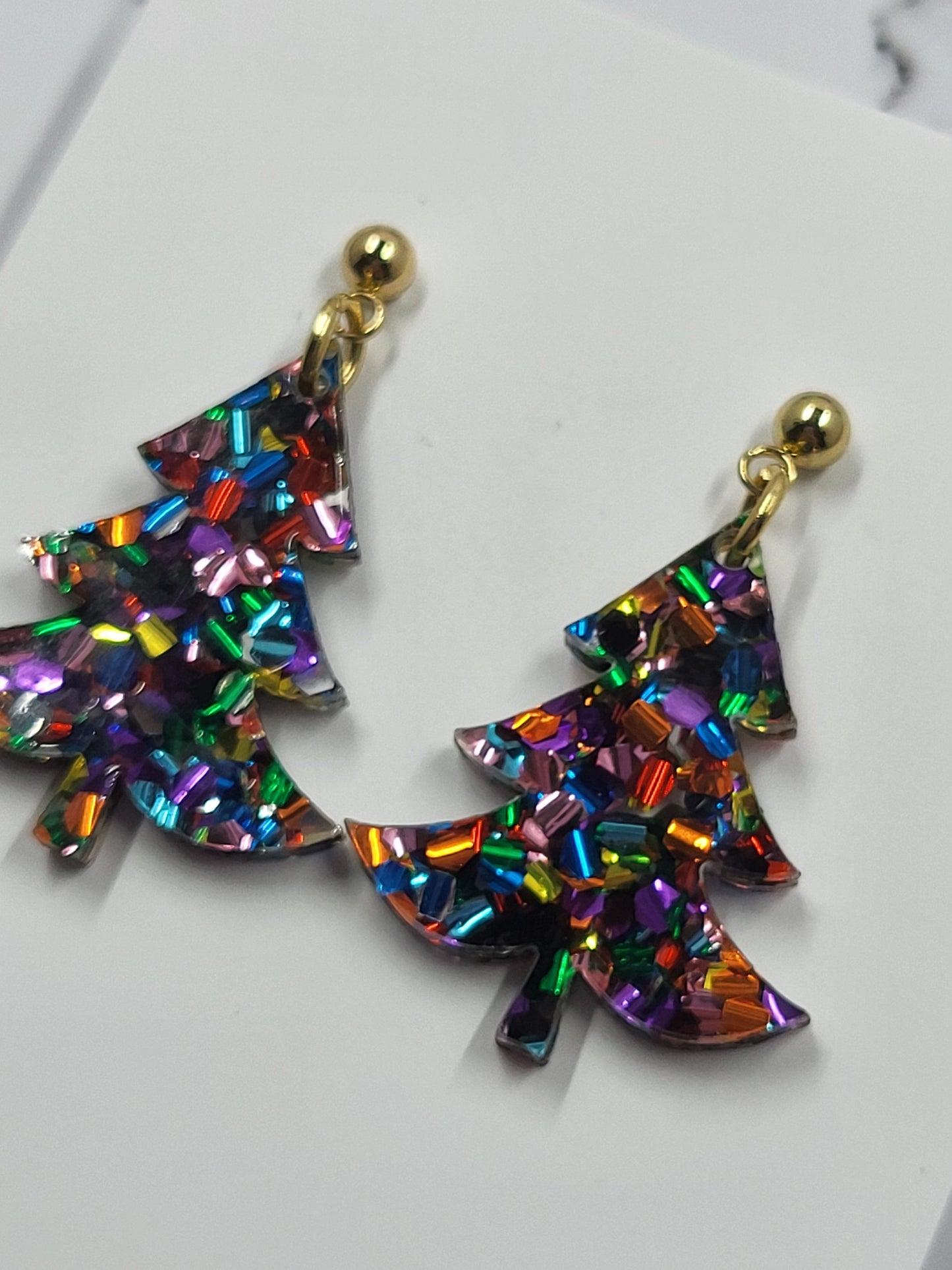 Christmas Tree Dangle Earrings - Handmade