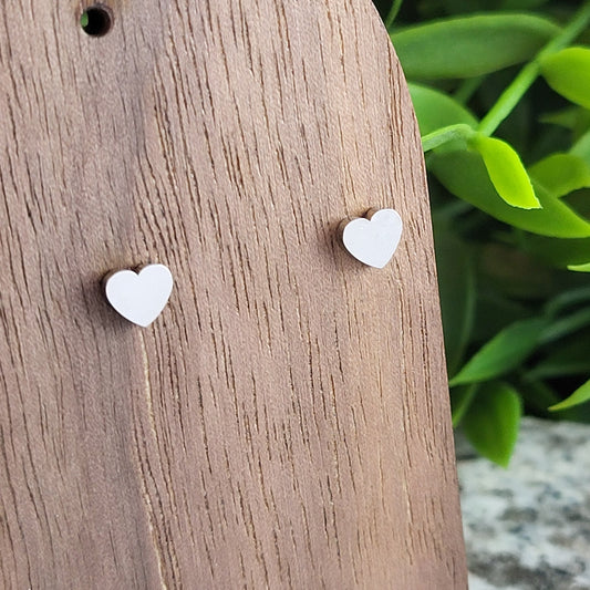 Silver PVD Heart Stud Earrings | Waterproof Stainless Steel Jewelry