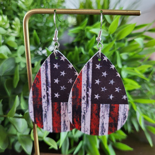 Patriotic American Flag Waterdrop Earrings | Vintage Boho 4th of July Jewelry