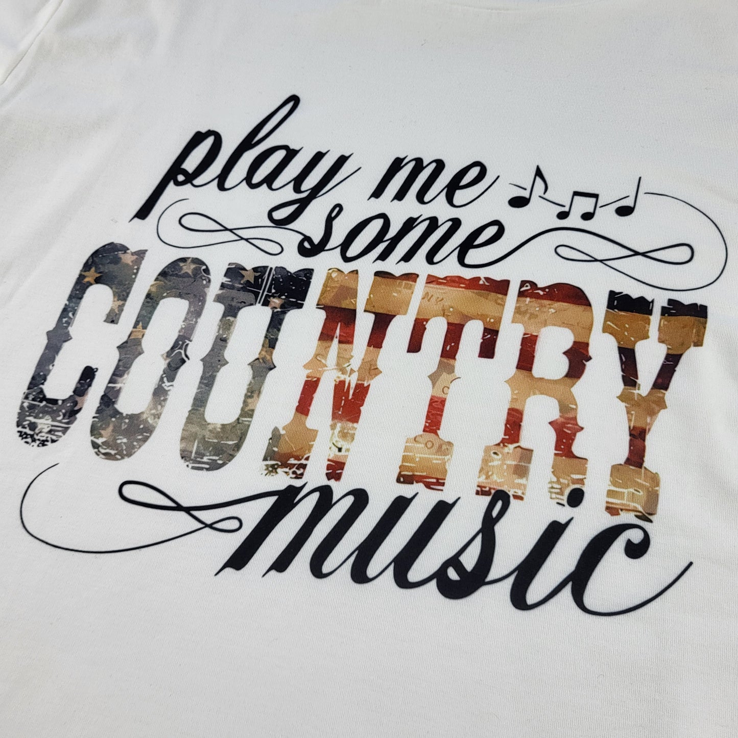 "Play Me Some Country Music" White Tee