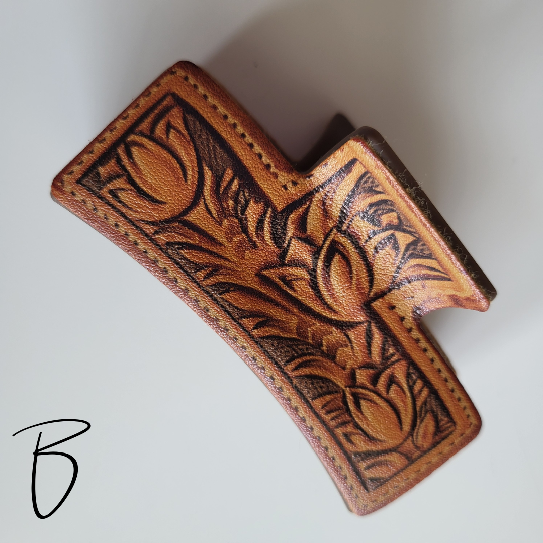 Cowgirl Leather Floral Hair Claw