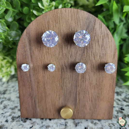 Cubic Zirconia Round Stud Stainless Steel Earrings – Hypoallergenic, Tarnish-Free