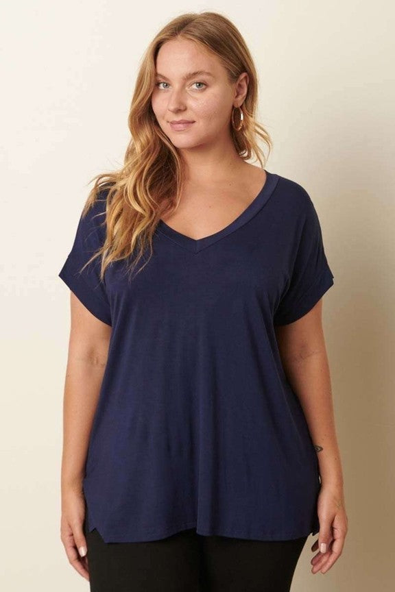 Bamboo Fabric V-Neck T-Shirt | Soft & Breathable Navy Tee by Mittoshop