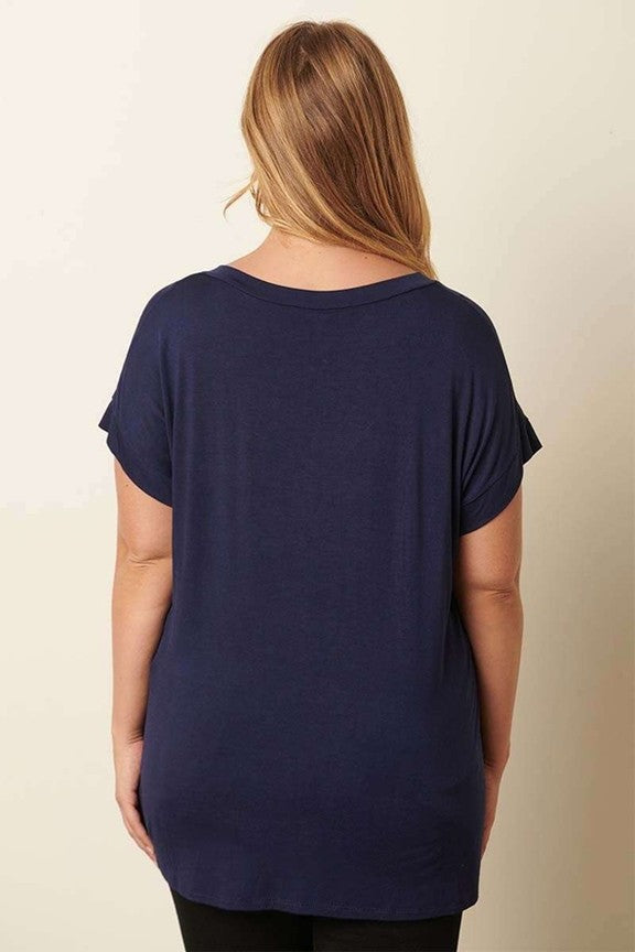Bamboo Fabric V-Neck T-Shirt – Navy | mittoshop