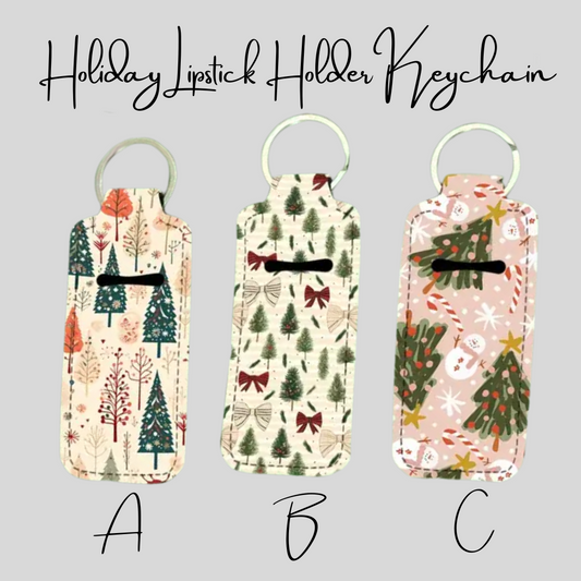 Holiday Lipstick Holder Keychain