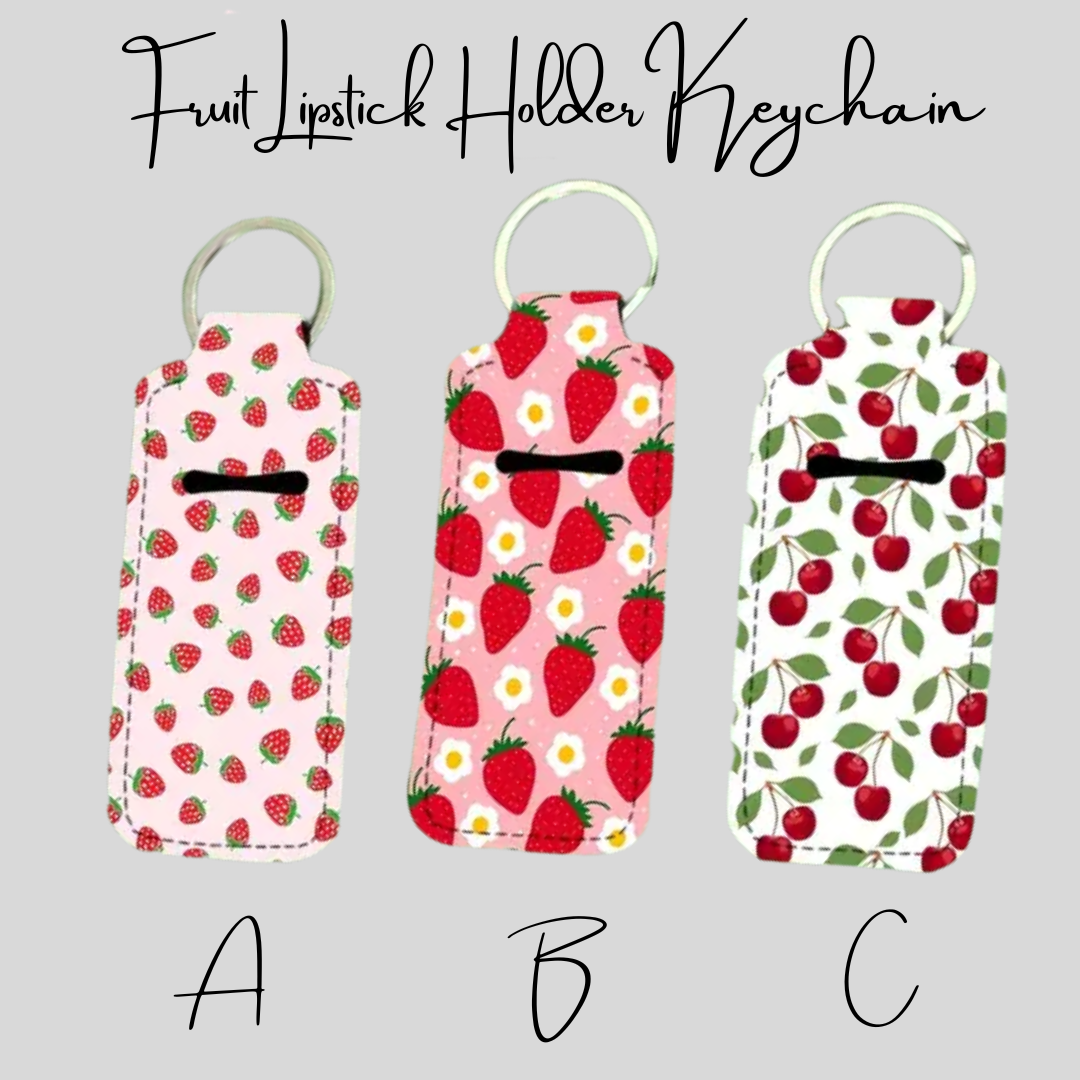 Fruit Lipstick Holder Keychain