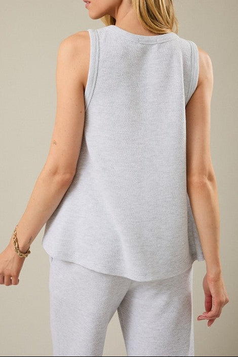 Deep V-Neck Sleeveless Swing Top – Light Heather Gray | Gilli