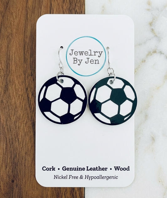 Soccer Ball Leather Earrings | Game Day Jewelry By Jen