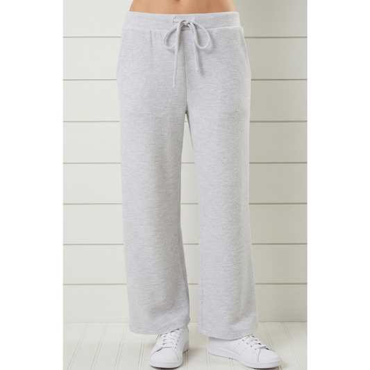 Mid Rise Elastic Waist Wide Leg Pants – Light Heather Gray | Gilli