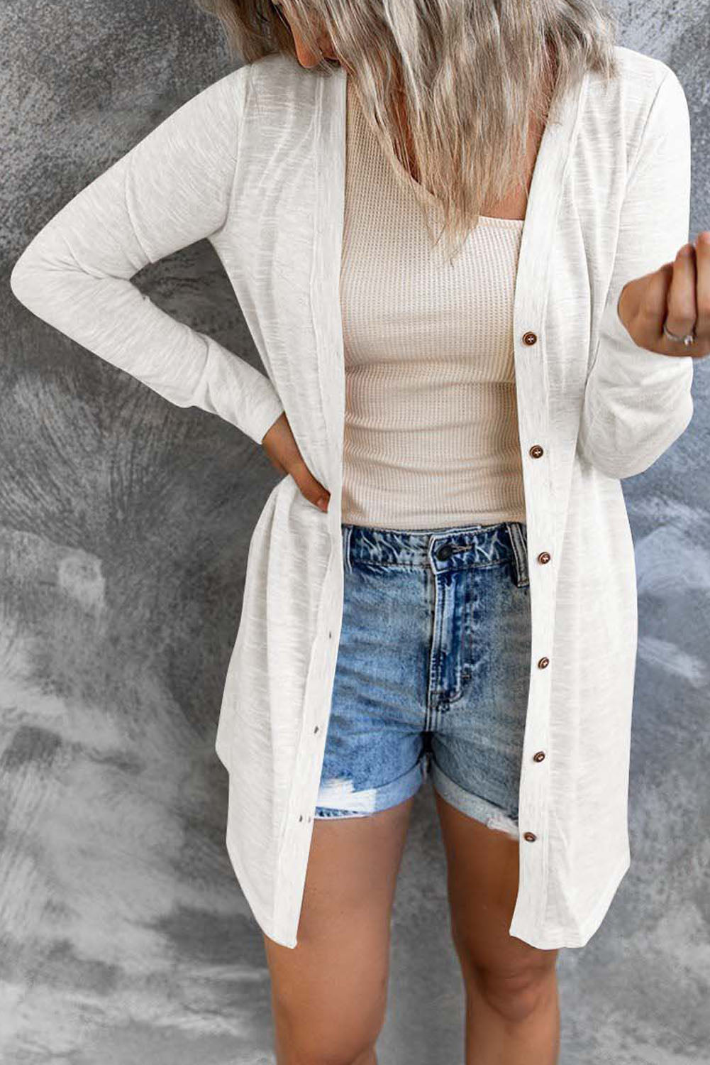 Classic White Long Lightweight Cardigan