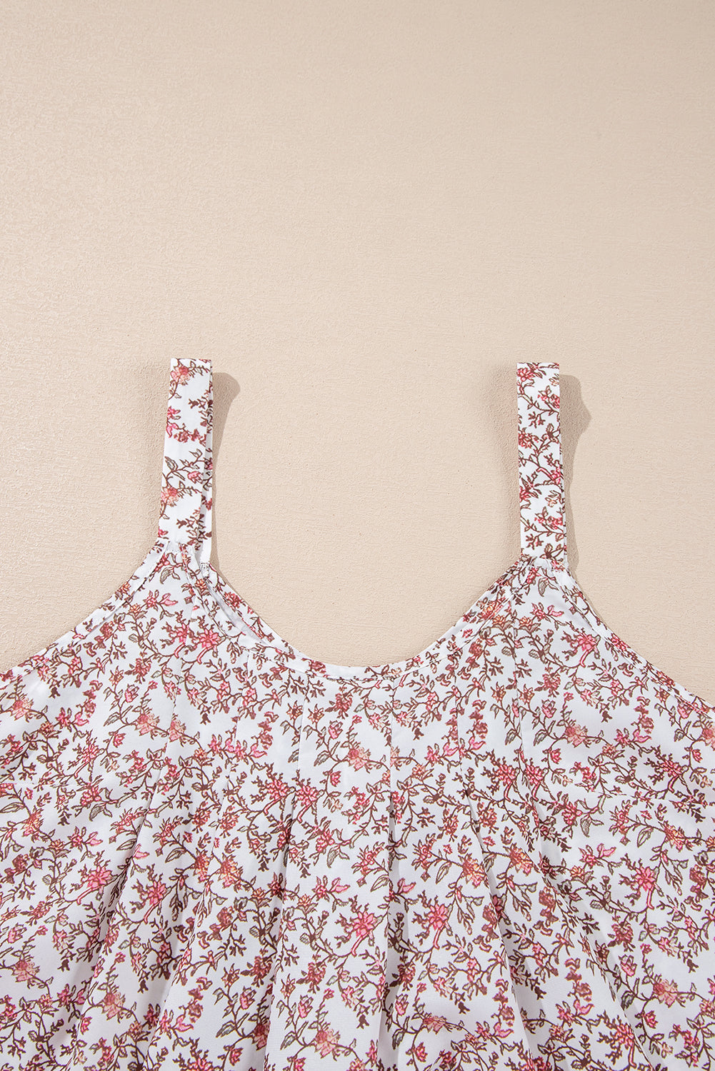 Pink Bohemian Floral Pleated Tank