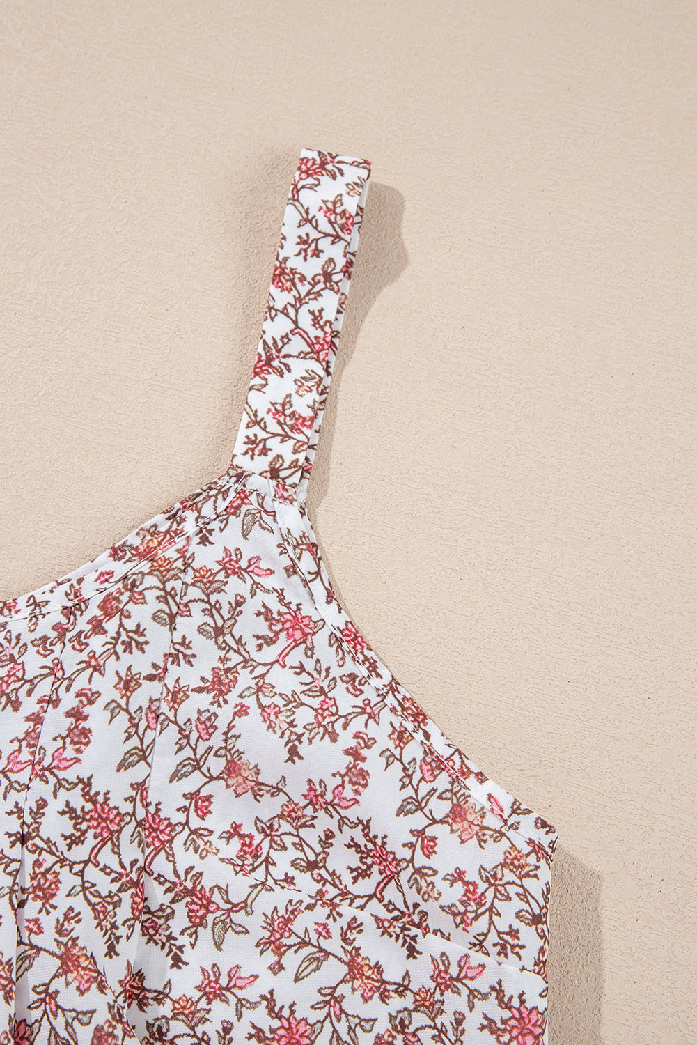 Pink Bohemian Floral Pleated Tank