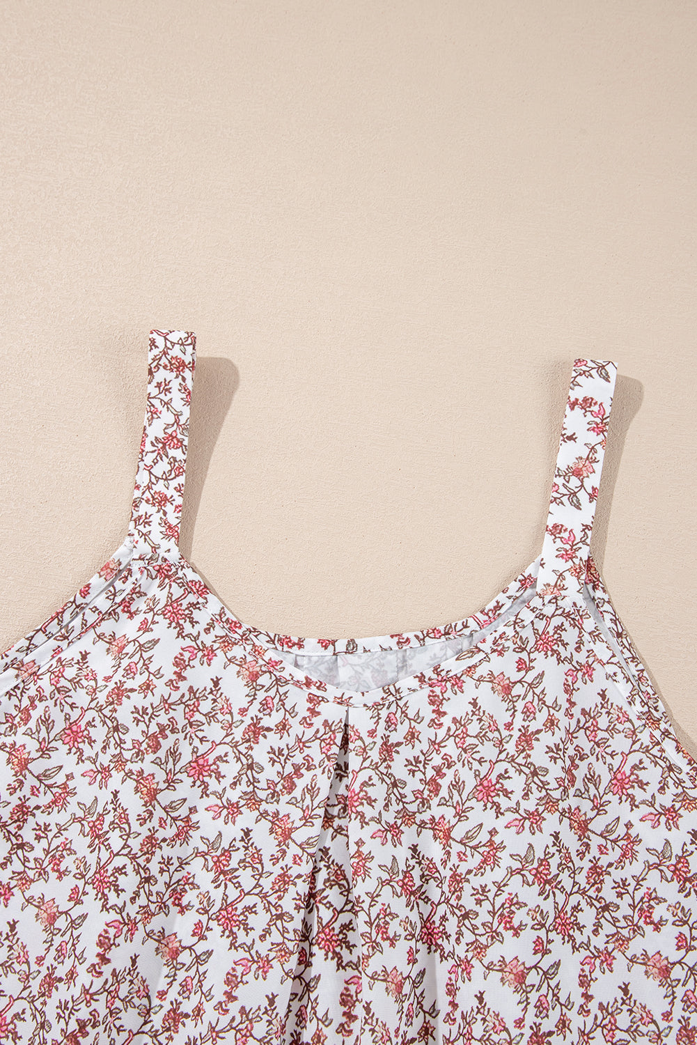 Pink Bohemian Floral Pleated Tank