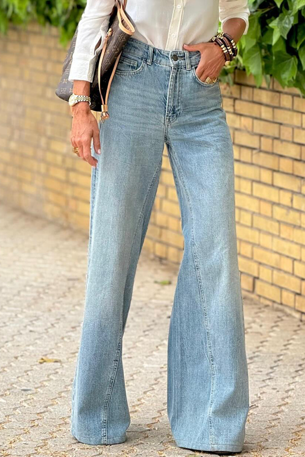 High Waist Extra Wide Leg Jeans – Dusk Blue Acid Wash
