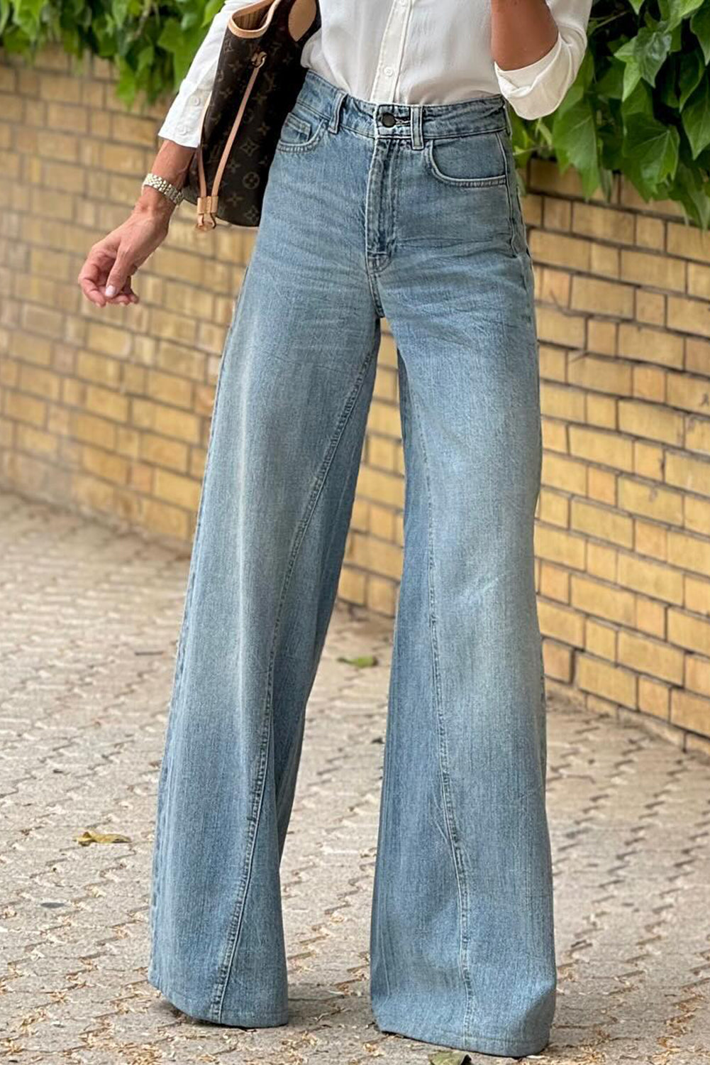 High Waist Extra Wide Leg Jeans – Dusk Blue Acid Wash