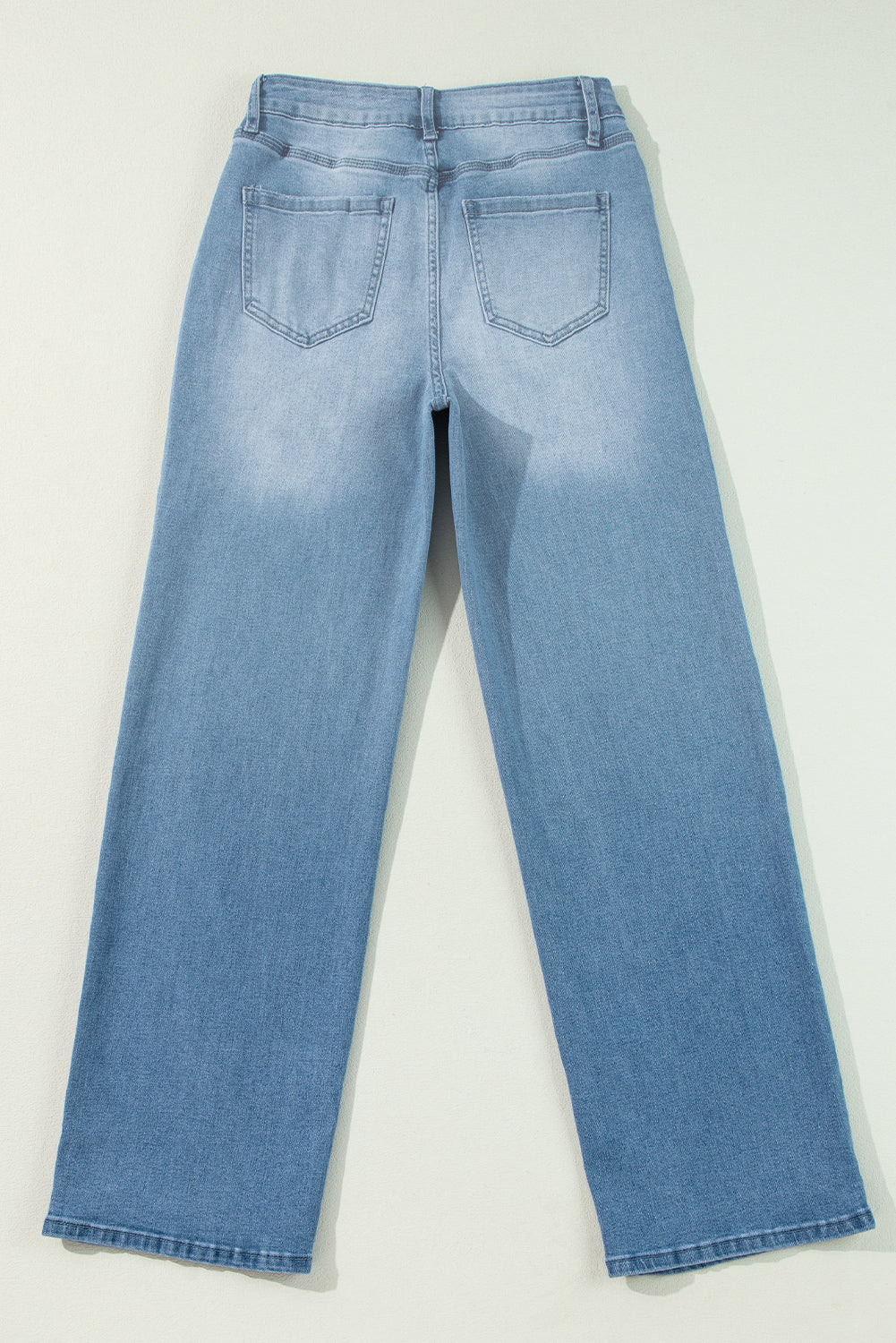 High Rise Shift Slit Leg Straight Jeans