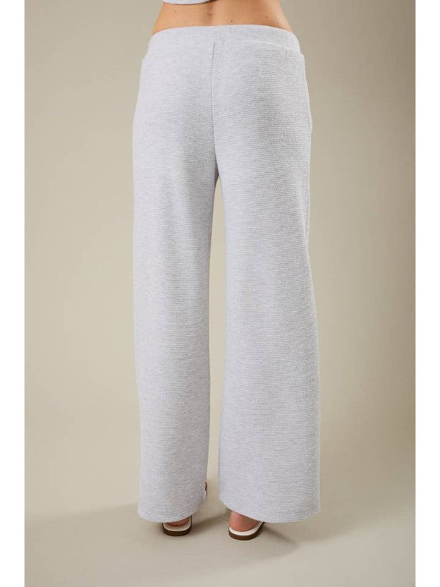 Mid Rise Elastic Waist Wide Leg Pants – Light Heather Gray | Gilli