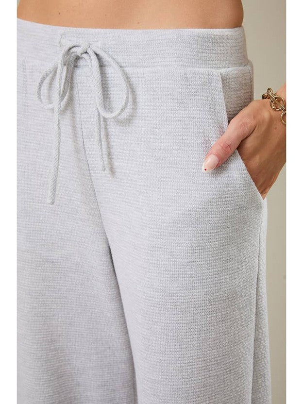 Mid Rise Elastic Waist Wide Leg Pants – Light Heather Gray | Gilli