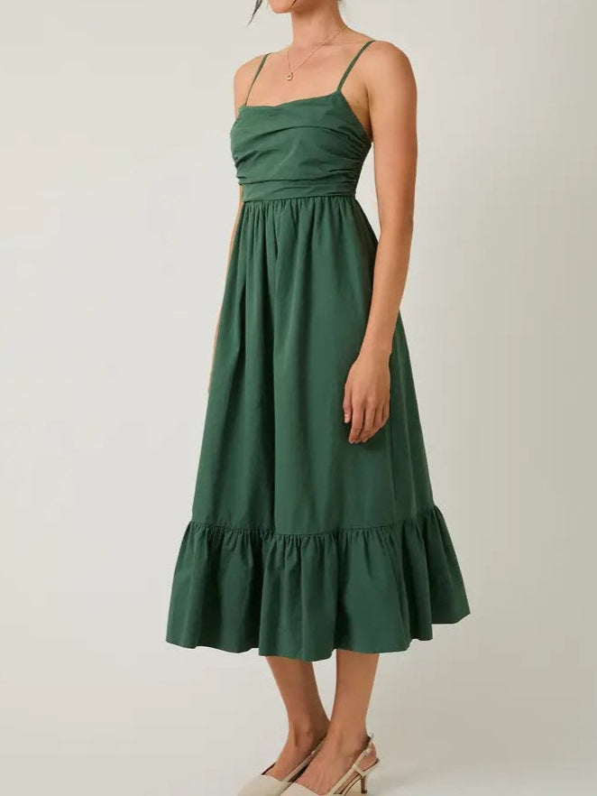Sleeveless Shirring Top Tiered Midi Dress | Sunday Edition