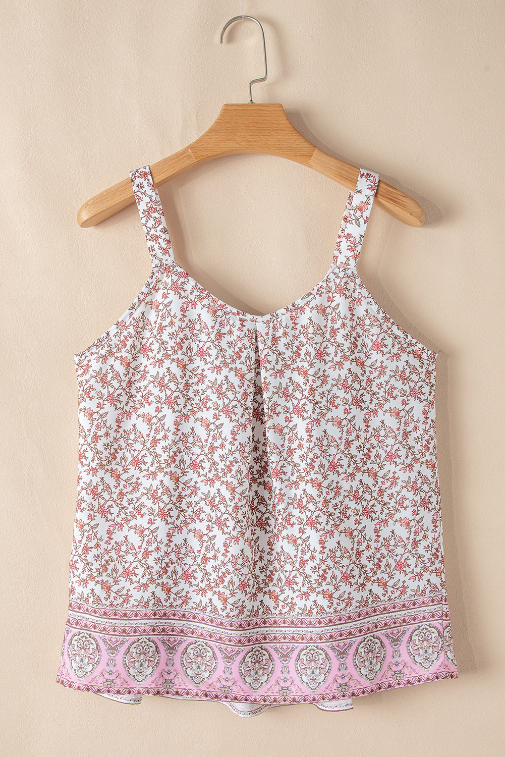 Pink Bohemian Floral Pleated Tank