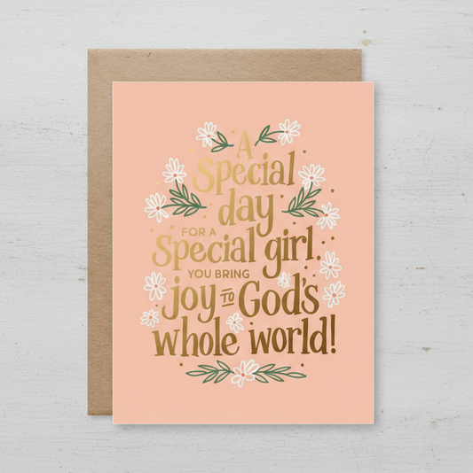 Birthday Card for Girls – Special Girl Faith Card | Gold Foil Pink
