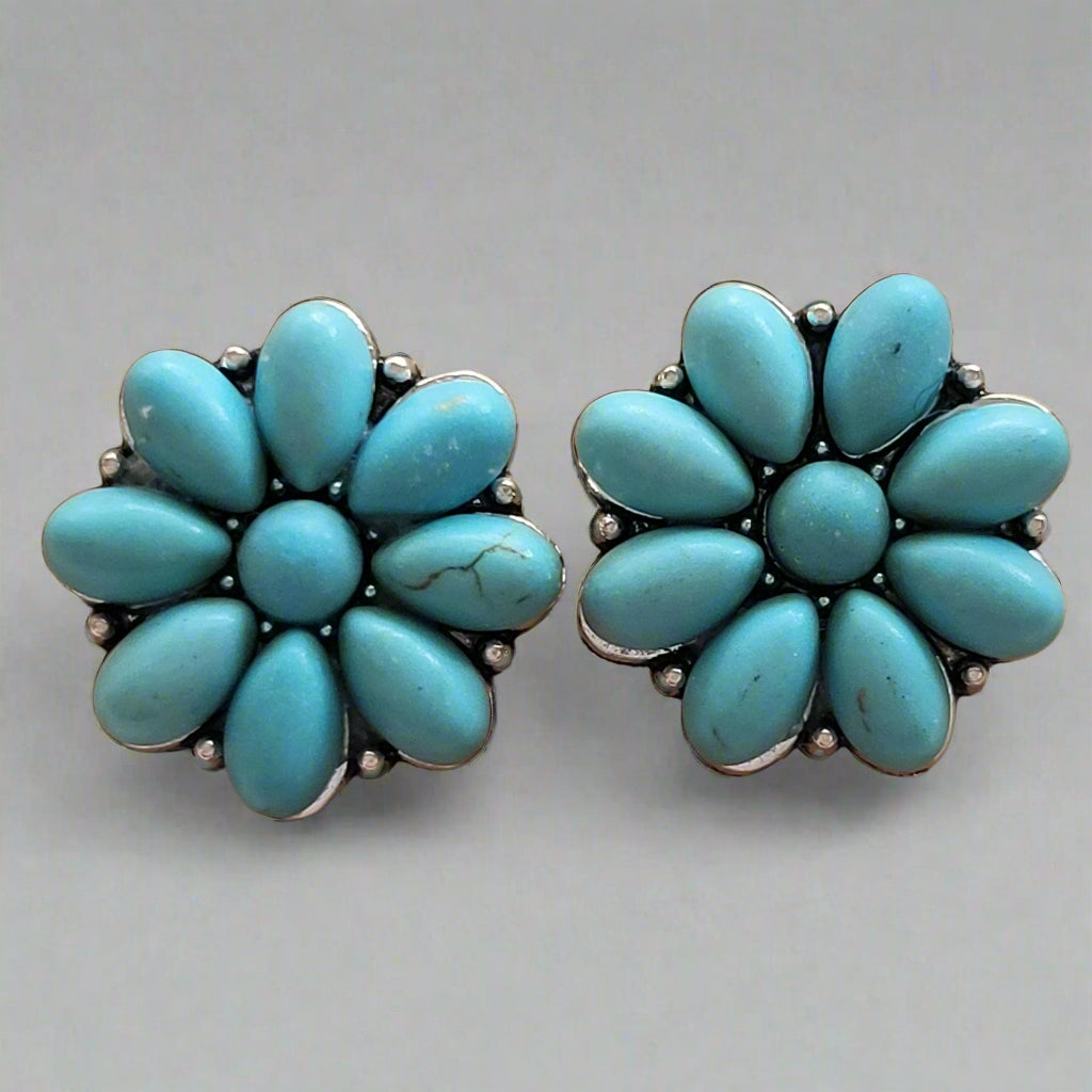 Turquoise Flower Stud Earrings
