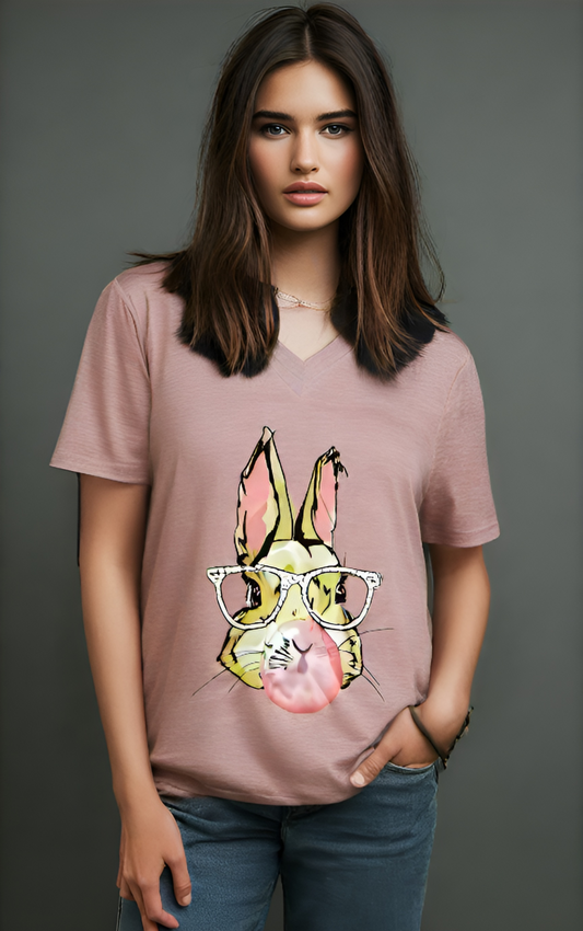 Easter Bunny Pink V-Neck Tee