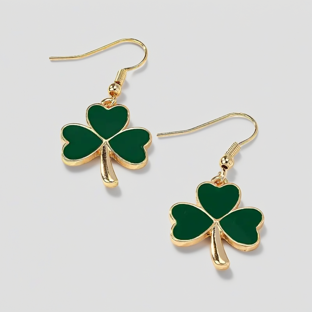 St. Patrick's Day Shamrock Dangle Earrings